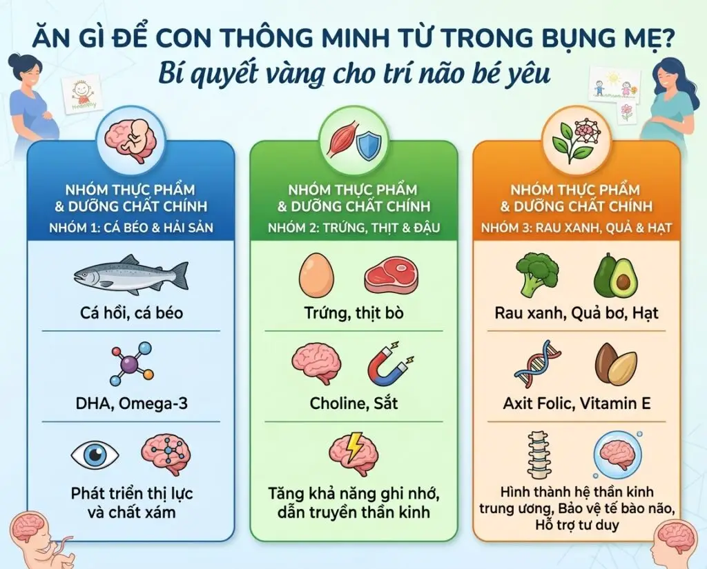 ăn gì để con thông minh từ bụng mẹ