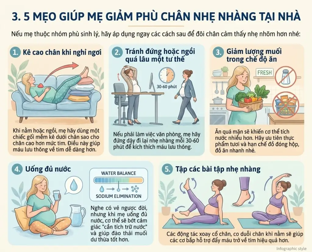 Sưng phù chân khi mang thai: Sinh lý hay bệnh lý? Mẹ cần phân biệt ngay