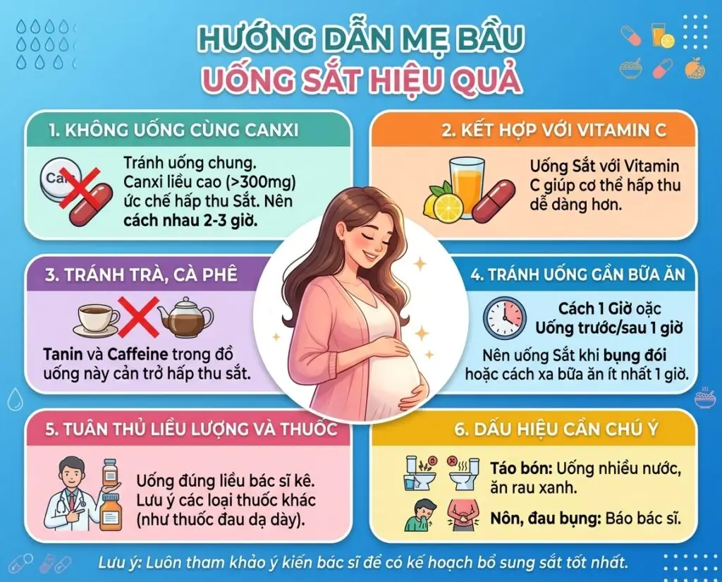 hướng dẫn mẹ bầu uống sắt