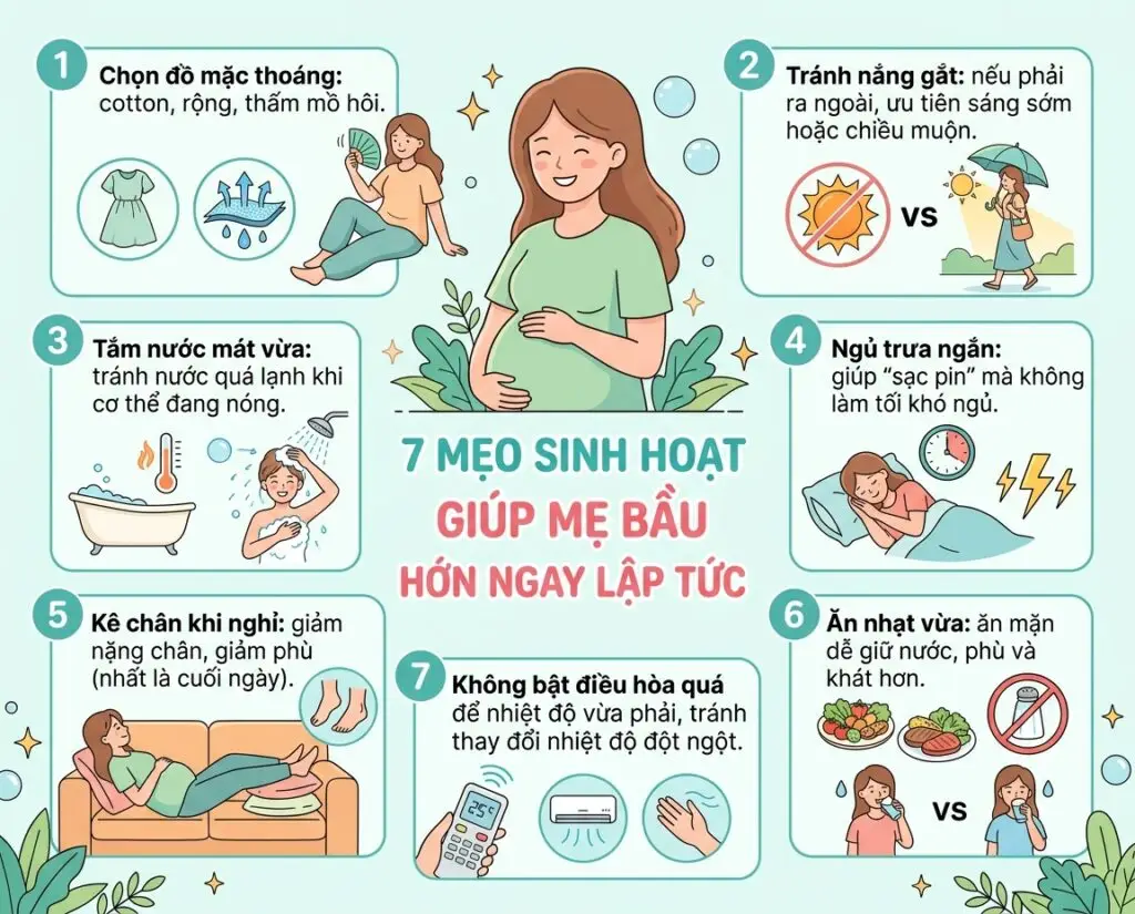 Bí kíp giải nhiệt cho mẹ bầu mùa hè này: Mát người, nhẹ bụng, vẫn an toàn cho bé